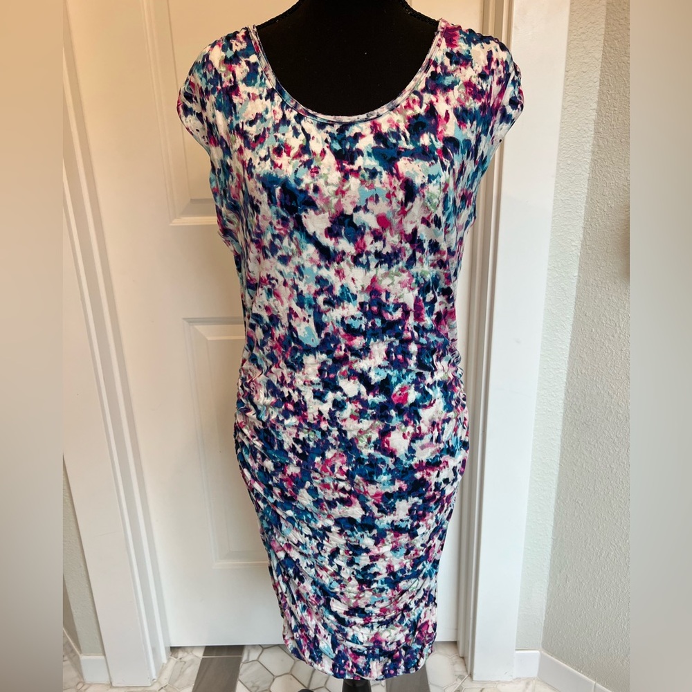 Kut from the Kloth - Blurred Vibrant Print Ruched Dress